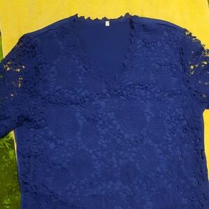 Elegant Blue Lace Women's Top